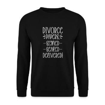 Scheidung Trennung Ende Beziehung Geschenk - Unisex Pullover - Schwarz - Vorne - Alina (178cm) & Michal (187cm)