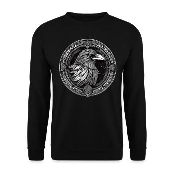 Wikinger Rabe - Unisex Pullover - Schwarz - Vorne - Alina (178cm) & Michal (187cm)