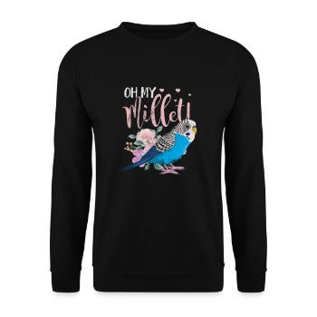 Perruche ondulée - Sweat-shirt Unisexe - noir - Devant - Alina (178cm) & Michal (187cm)