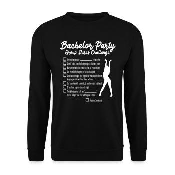 Junggeselle Jungesellenabschied Geschenk - Unisex Pullover - Schwarz - Vorne - Alina (178cm) & Michal (187cm)
