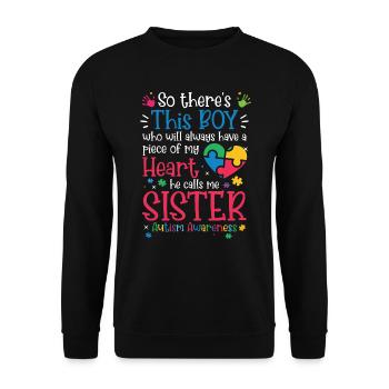 Autism Awareness Day Autistic Gift - Unisex Sweatshirt - black - Front - Alina (178cm) & Michal (187cm)