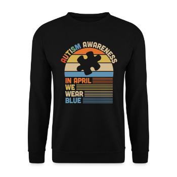 Autismus Awareness Day Autist Geschenk - Unisex Pullover - Schwarz - Vorne - Alina (178cm) & Michal (187cm)
