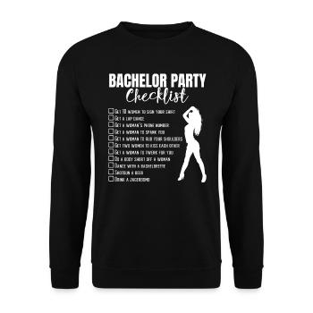 Junggeselle Jungesellenabschied Geschenk - Unisex Pullover - Schwarz - Vorne - Alina (178cm) & Michal (187cm)