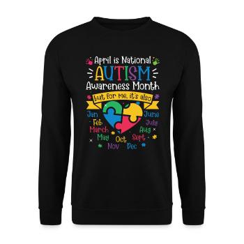 Autismus Awareness Day Autist Geschenk - Unisex Pullover - Schwarz - Vorne - Alina (178cm) & Michal (187cm)