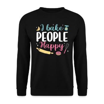 Bäcker Bäckerein Backwaren Backen Geschenk - Unisex Pullover - Schwarz - Vorne - Alina (178cm) & Michal (187cm)