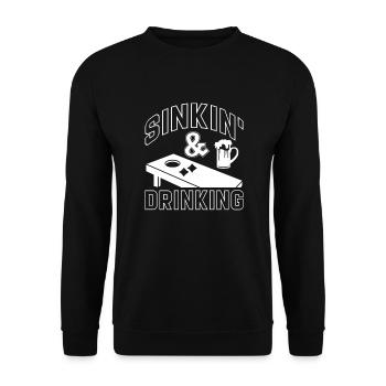 Cornhole Beanbag Sackloch Geschenk - Unisex Pullover - Schwarz - Vorne - Alina (178cm) & Michal (187cm)