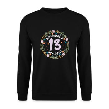 Teenager Teenie Teen Teens Teeny Geschenk - Unisex Pullover - Schwarz - Vorne - Alina (178cm) & Michal (187cm)