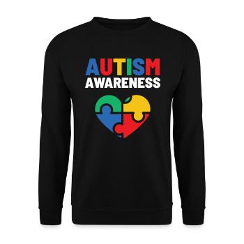 Autismus Awareness Day Autist Geschenk - Unisex Pullover - Schwarz - Vorne - Alina (178cm) & Michal (187cm)