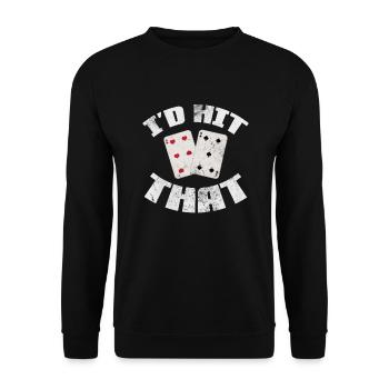Black Jack Blackjack Kartenspiel Casino Geschenk - Unisex Pullover - Schwarz - Vorne - Alina (178cm) & Michal (187cm)