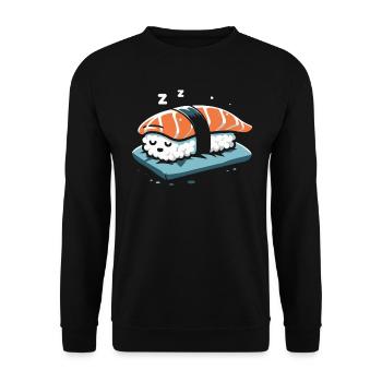 Sushi Essen Japan Nigiri Geschenk - Unisex Pullover - Schwarz - Vorne - Alina (178cm) & Michal (187cm)