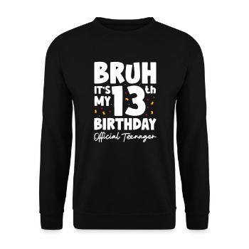 Teenager Teenie Teen Teens Teeny Geschenk - Unisex Pullover - Schwarz - Vorne - Alina (178cm) & Michal (187cm)