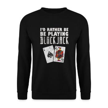 Black Jack Blackjack Kartenspiel Casino Geschenk - Unisex Pullover - Schwarz - Vorne - Alina (178cm) & Michal (187cm)