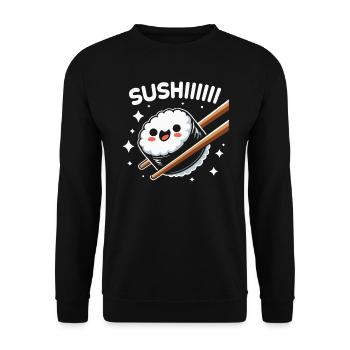 Sushi Essen Japan Nigiri Geschenk - Unisex Pullover - Schwarz - Vorne - Alina (178cm) & Michal (187cm)