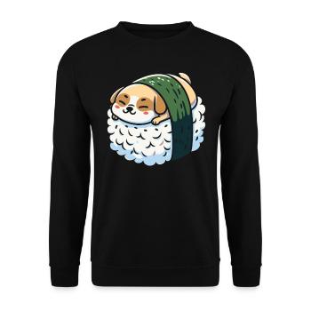 Sushi Essen Japan Nigiri Geschenk - Unisex Pullover - Schwarz - Vorne - Alina (178cm) & Michal (187cm)