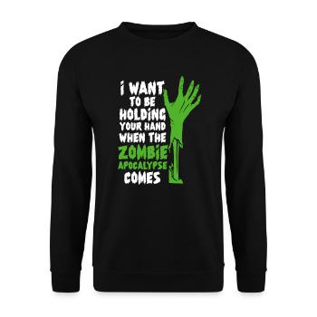 Zombie Zombie-Jäger Zombieapokalypse Geschenk - Unisex Pullover - Schwarz - Vorne - Alina (178cm) & Michal (187cm)