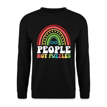 Autismus Awareness Day Autist Geschenk - Unisex Pullover - Schwarz - Vorne - Alina (178cm) & Michal (187cm)