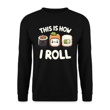 Sushi Essen Japan Nigiri Geschenk - Unisex Pullover - Schwarz - Vorne - Alina (178cm) & Michal (187cm)