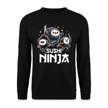 Sushi Essen Japan Nigiri Geschenk - Unisex Pullover - Schwarz - Vorne - Alina (178cm) & Michal (187cm)