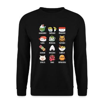 Sushi Essen Japan Nigiri Geschenk - Unisex Pullover - Schwarz - Vorne - Alina (178cm) & Michal (187cm)