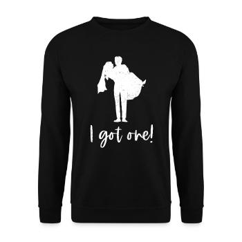 Junggeselle Jungesellenabschied - Unisex Pullover - Schwarz - Vorne - Alina (178cm) & Michal (187cm)