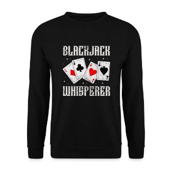 Black Jack Blackjack Kartenspiel Casino Geschenk - Unisex Pullover - Schwarz - Vorne - Alina (178cm) & Michal (187cm)