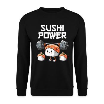 Sushi Essen Japan Nigiri Geschenk - Unisex Pullover - Schwarz - Vorne - Alina (178cm) & Michal (187cm)