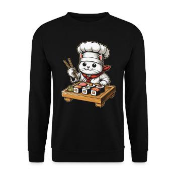 Sushi Essen Japan Nigiri Geschenk - Unisex Pullover - Schwarz - Vorne - Alina (178cm) & Michal (187cm)