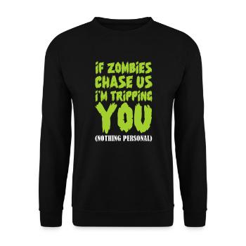 Zombie Zombie-Jäger Zombieapokalypse Geschenk - Unisex Pullover - Schwarz - Vorne - Alina (178cm) & Michal (187cm)