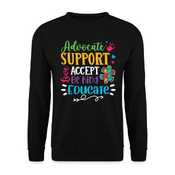 Autismus Awareness Day Autist Geschenk - Unisex Pullover - Schwarz - Vorne - Alina (178cm) & Michal (187cm)