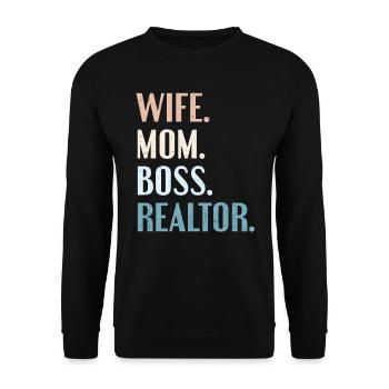 Immobilienmakler - Unisex Pullover - Schwarz - Vorne - Alina (178cm) & Michal (187cm)