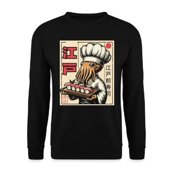 Sushi Essen Japan Nigiri Geschenk - Unisex Pullover - Schwarz - Vorne - Alina (178cm) & Michal (187cm)