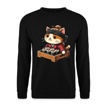 Sushi Essen Japan Nigiri Geschenk - Unisex Pullover - Schwarz - Vorne - Alina (178cm) & Michal (187cm)