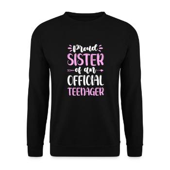 Teenager Teenie Teen Teens Teeny Geschenk - Unisex Pullover - Schwarz - Vorne - Alina (178cm) & Michal (187cm)