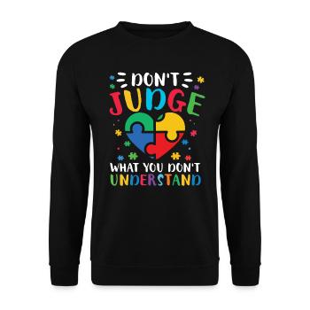 Autismus Awareness Day Autist Geschenk - Unisex Pullover - Schwarz - Vorne - Alina (178cm) & Michal (187cm)