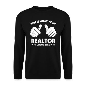 Immobilienmakler - Unisex Pullover - Schwarz - Vorne - Alina (178cm) & Michal (187cm)
