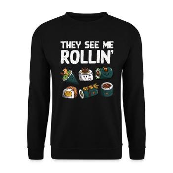 Sushi - Unisex Pullover - Schwarz - Vorne - Alina (178cm) & Michal (187cm)