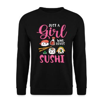 Sushi Essen Japan Nigiri Geschenk - Unisex Pullover - Schwarz - Vorne - Alina (178cm) & Michal (187cm)