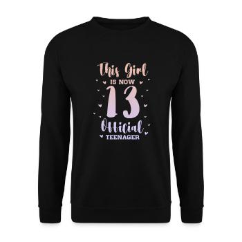 Teenager Teenie Teen Teens Teeny Geschenk - Unisex Pullover - Schwarz - Vorne - Alina (178cm) & Michal (187cm)