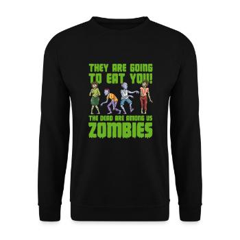 Zombie Zombie-Jäger Zombieapokalypse Geschenk - Unisex Pullover - Schwarz - Vorne - Alina (178cm) & Michal (187cm)