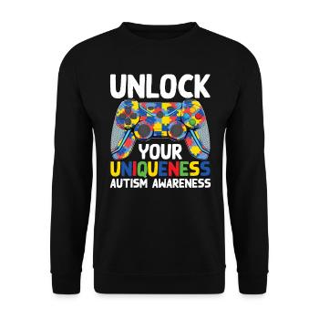 Autismus Awareness Day Autist Geschenk - Unisex Pullover - Schwarz - Vorne - Alina (178cm) & Michal (187cm)