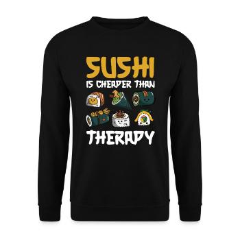 Sushi Essen Japan Nigiri Geschenk - Unisex Pullover - Schwarz - Vorne - Alina (178cm) & Michal (187cm)