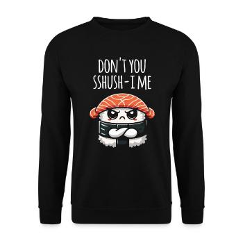 Sushi Essen Japan Nigiri Geschenk - Unisex Pullover - Schwarz - Vorne - Alina (178cm) & Michal (187cm)