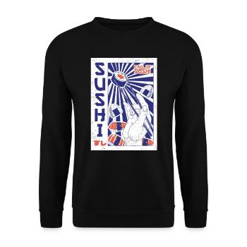 Sushi Essen Japan Nigiri Geschenk - Unisex Pullover - Schwarz - Vorne - Alina (178cm) & Michal (187cm)
