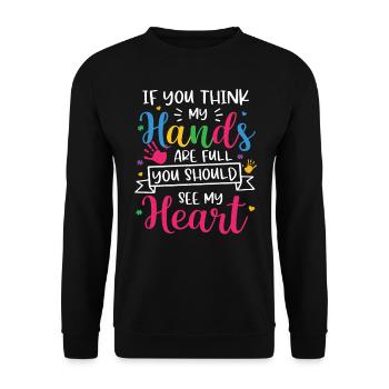 Autismus Awareness Day Autist Geschenk - Unisex Pullover - Schwarz - Vorne - Alina (178cm) & Michal (187cm)