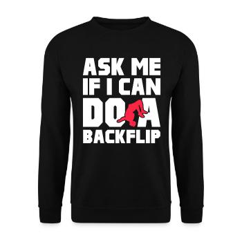 Backflip Salto Akrobatik Parkour Turnen Geschenk - Unisex Pullover - Schwarz - Vorne - Alina (178cm) & Michal (187cm)