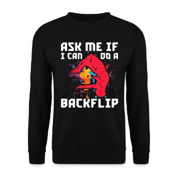 Backflip Salto Akrobatik Parkour Turnen Geschenk - Unisex Pullover - Schwarz - Vorne - Alina (178cm) & Michal (187cm)