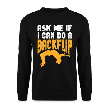 Backflip Salto Akrobatik Parkour Turnen Geschenk - Unisex Pullover - Schwarz - Vorne - Alina (178cm) & Michal (187cm)