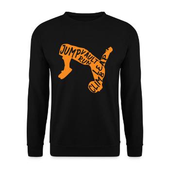 Backflip Salto Akrobatik Parkour Turnen Geschenk - Unisex Pullover - Schwarz - Vorne - Alina (178cm) & Michal (187cm)