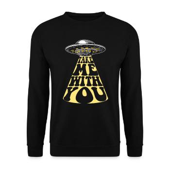 Alien UFO Alien Galaxy Geschnek - Unisex Sweatshirt - black - Front - Alina (178cm) & Michal (187cm)