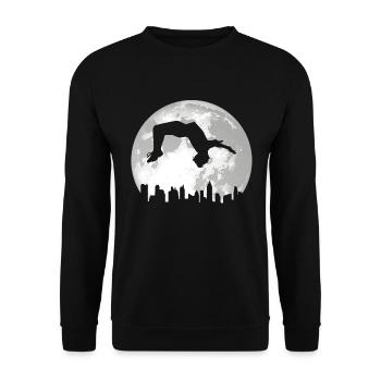 Backflip Salto Akrobatik Parkour Turnen Geschenk - Unisex Pullover - Schwarz - Vorne - Alina (178cm) & Michal (187cm)